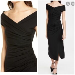 💋Reformation cormac ruced midi black dress size XS